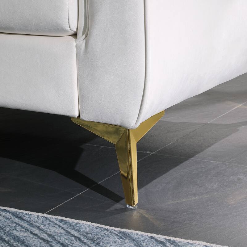 Contemporary Velvet Chesterfield Sofa with Golden Legs On Sale Bed