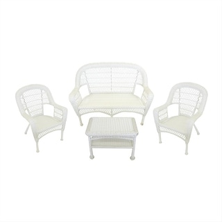 White Oakland Living AZ90027-4-BF-WT Resin Wicker 4-Piece Seating Set