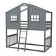 preview thumbnail 11 of 14, Twin Over Twin House Bunk Bed With Ladder and Guardrail, Gray