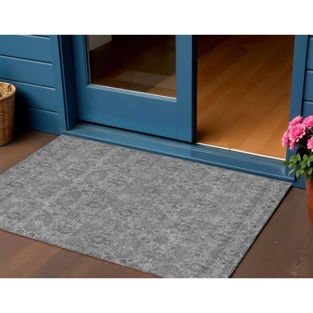 HomeRoots Floral Transitional Rectangle Outdoor Rug