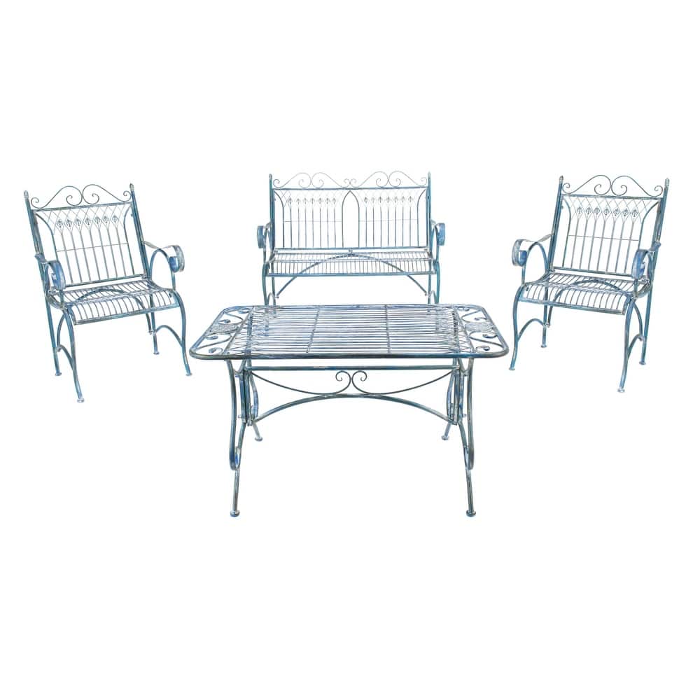 SAFAVIEH Outdoor Jalyn Victorian Scroll Iron 4-Piece Patio Set