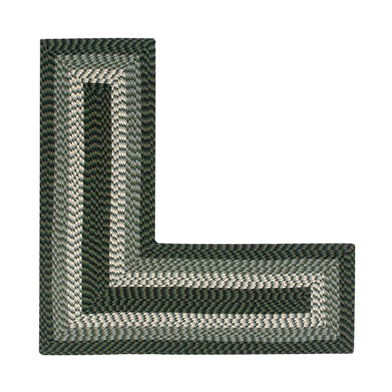 Better Trends Alpine Braid 100% Polypropylene Stain-resistant & Double-Sided Reversible Durable Indoor Area Utility Rug - 24" x 68" x 68" L-Shape - Hunter Stripe