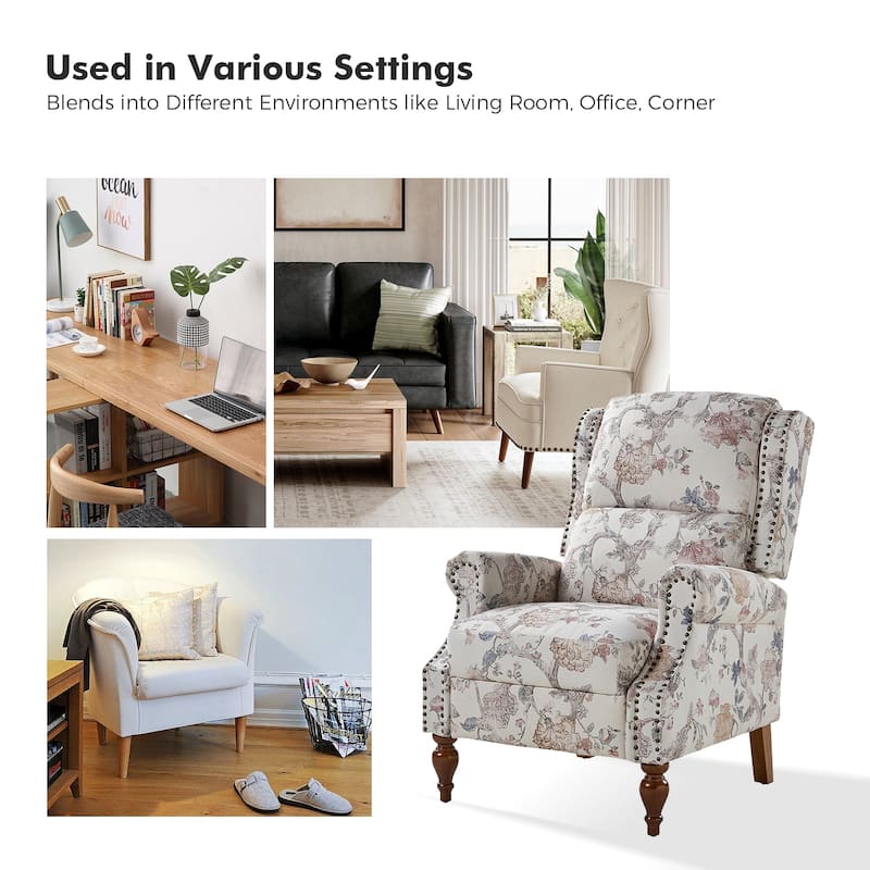 Terri Classic Cutaway Arms with Nailheads Manual Recliner for Living Room by HULALA HOME