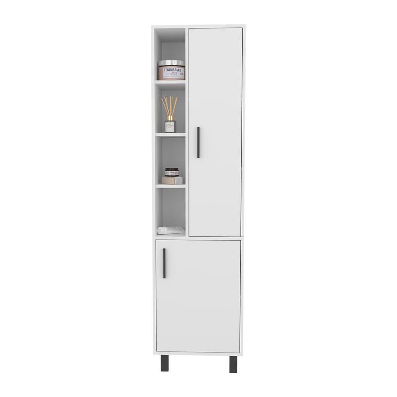 Storage Cabinet with 2 Doors and 9 Shelves Freestanding Vertical Design