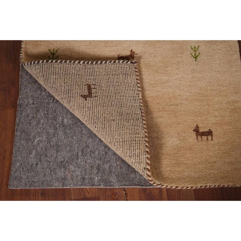 Little Animals Gabbeh Oriental Runner Rug Hand-Knotted Wool Carpet - 2'6"x 9'7"