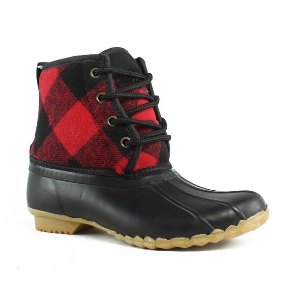 red and black snow boots