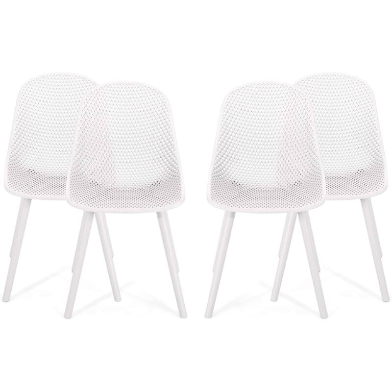 Roomfitters Modern Perforated Dining Chairs (Set of 4), Sleek Lightweight Design for Indoor Outdoor Spaces