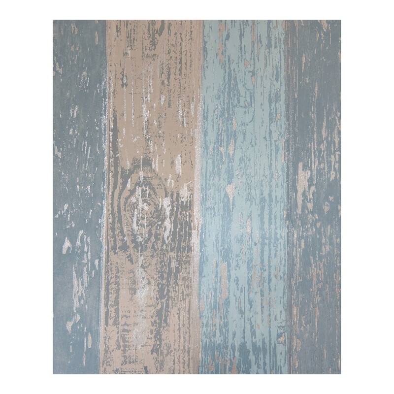 Cannon Blue Distressed Wood Wallpaper - 20.5 x 396 x 0.025