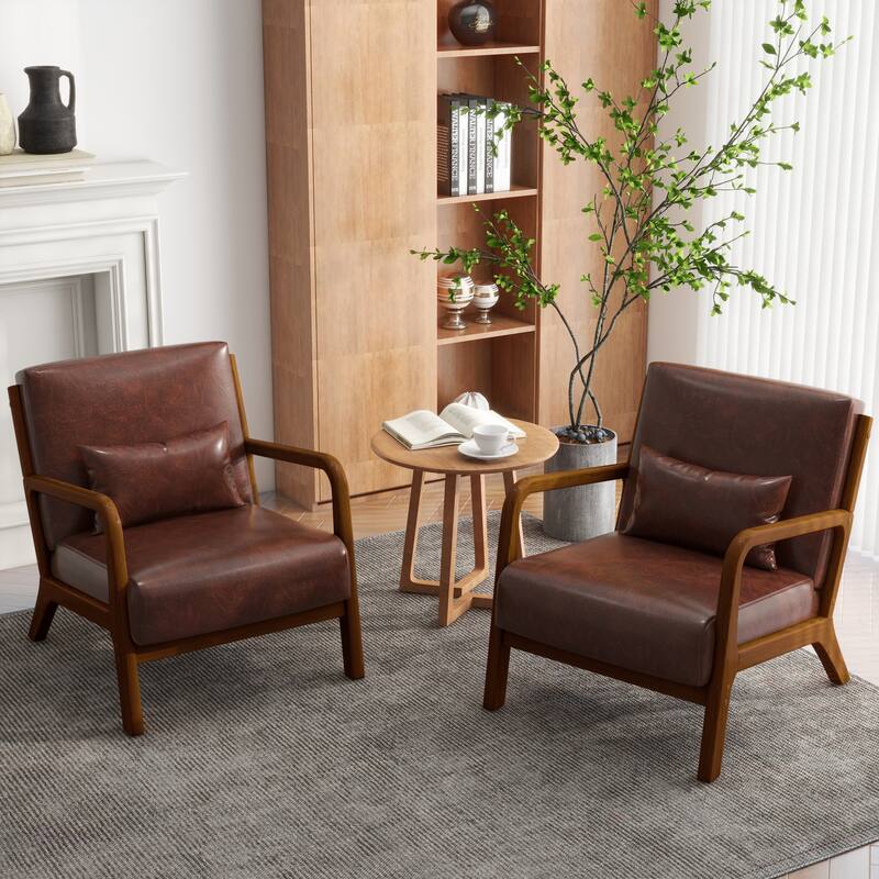 Upholstered Armchair Accent Chairs with Pillows Set of 2