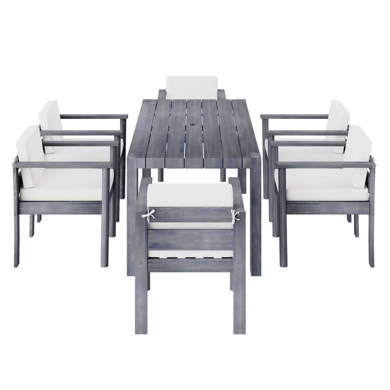 7-Piece Patio Dining Table Set for 6,Outdoor Furniture Sets with 72.8"Rectangle Table,Patio Table and Chairs Set