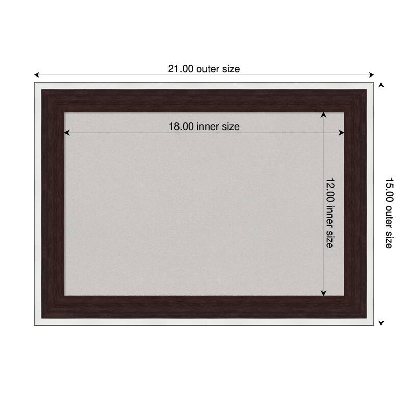 Maya Espresso Silver Framed Cork Board - Bulletin Board, Organization Board, Pin Board - Grey - 21 x 15 in