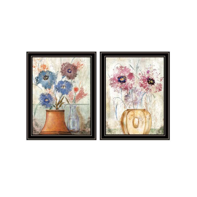 Trendy Decor 4U "Floral Dreams I & II" Printed Framed Wall Art by Ed Wargo - Multi - 14 x 18