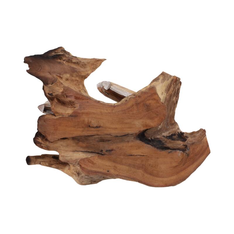 Wood Hand-Carved Fish Figurine Coastal Finish (Set of 2) - 9" Brown - 14" x 7.5" x 8.75"
