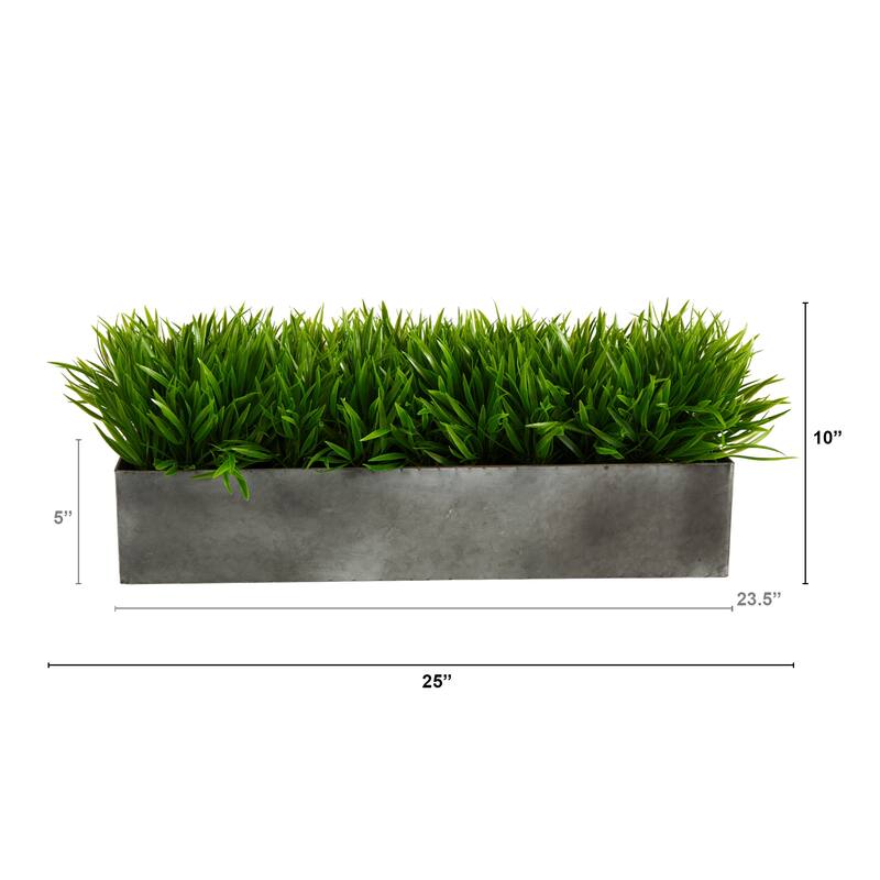 25" Wild Grass Artificial Plant in Metal Planter - 5"