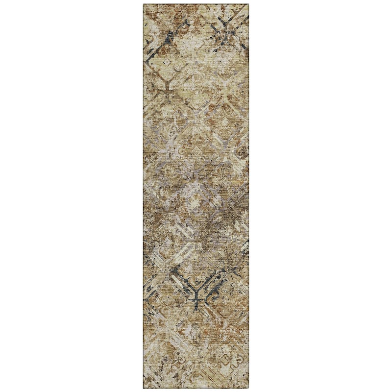 Machine Washable Indoor/ Outdoor Chantille Distressed Diamonds Rug
