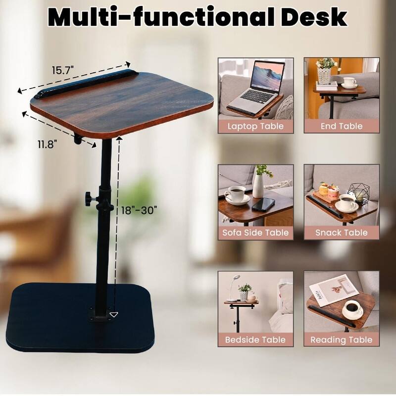 C Table End Table Adjustable Height - 15.7"D x 11.8"W x 30"H