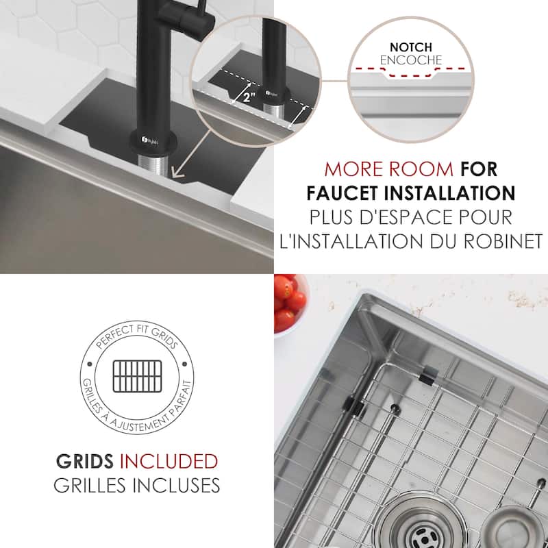 STYLISH 42 inches Workstation 70/30 Double Bowl Undermount 16 Gauge Stainless Steel Kitchen Sink with Accessories included