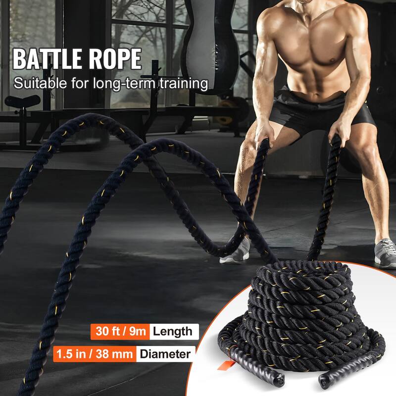 Battle Rope, 1.5 Inch Diameter Polyester Exercise Rope, Battle Exercise Equipment, Heavy Weighted Rope for Home Gym