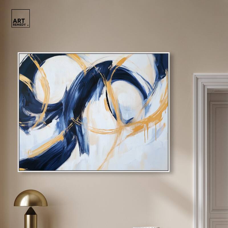 Navy and Gold Rings I Canvas by Art Remedy