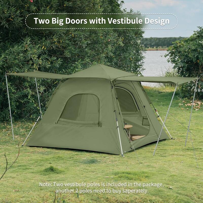 4 Person Green Instant Cabin Tent,Easy Setup Pop up Tents for Camping,3