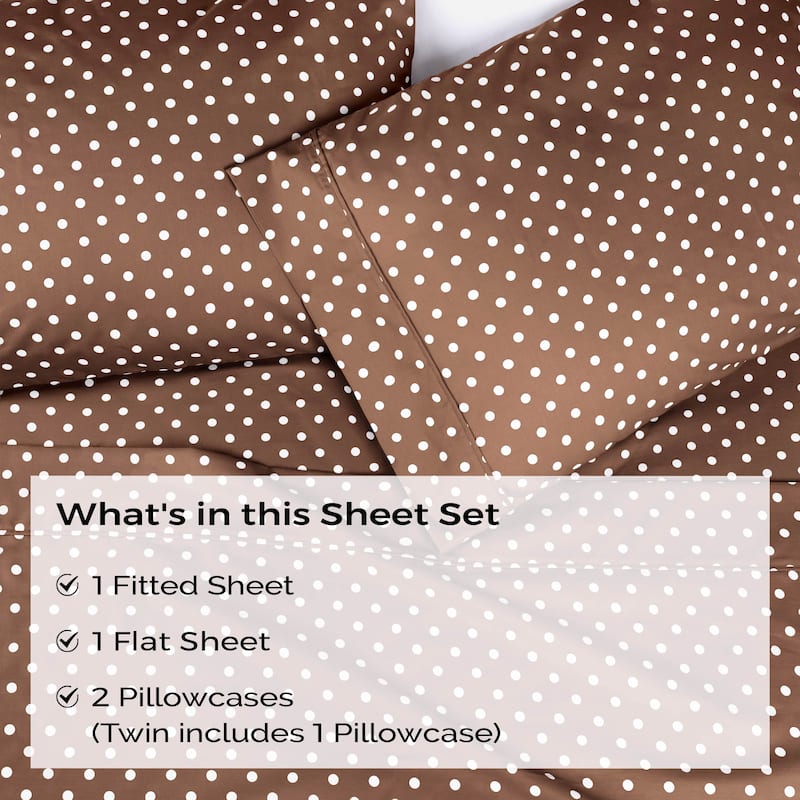 Superior Thread Count 600TC Cotton Blend Polka Dot Bed Sheet Set
