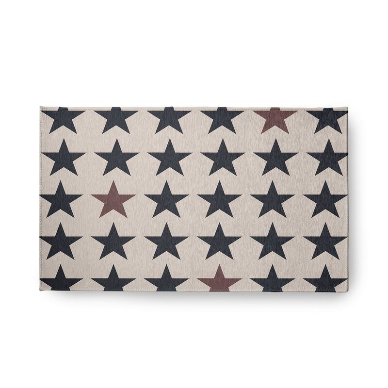 Stars with Blue and Red Americana Chenille Area Rug - Blue-Red - 18" x 30"
