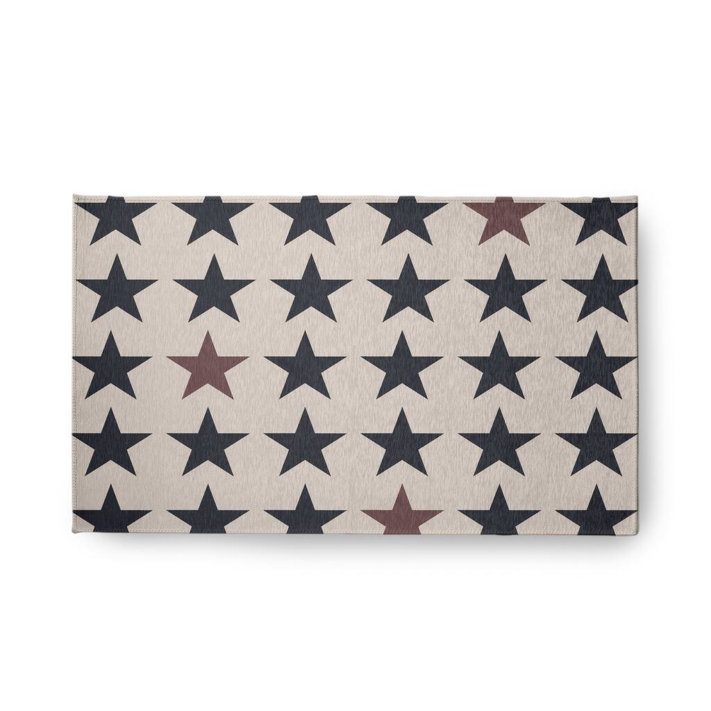 Stars with Blue and Red Americana Chenille Area Rug