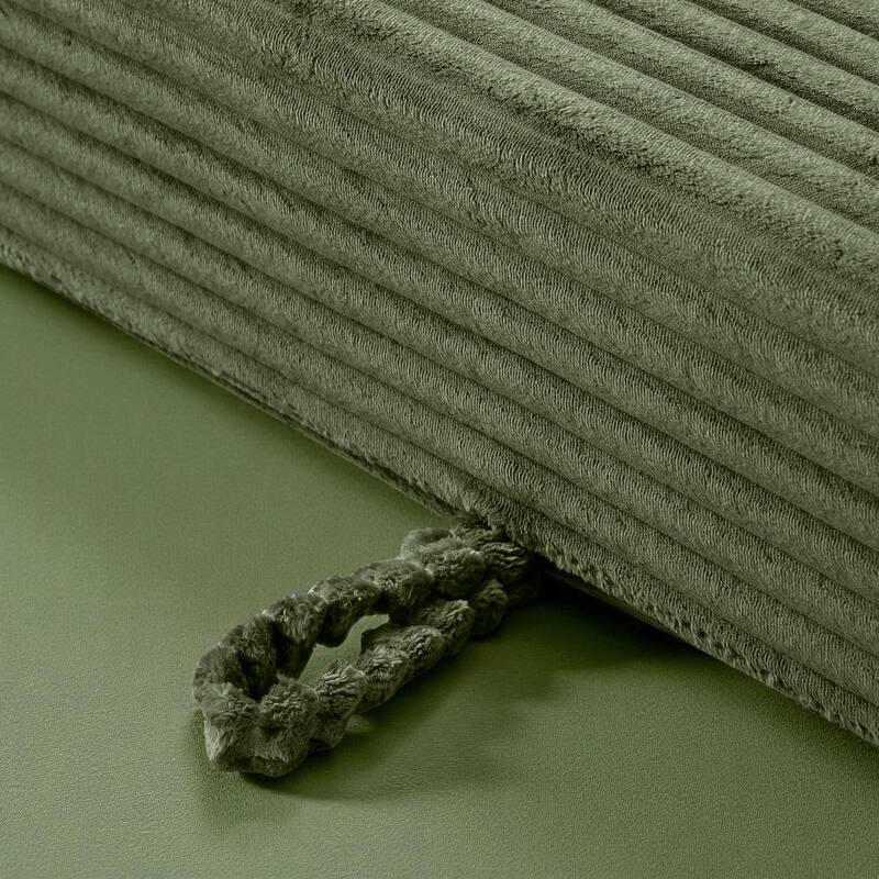 Memory Foam Cloud Loveseat, 2-in-1 Convertible Corduroy Folding Couch Bed, No-Assembly Floor Sofa with Storage Pockets