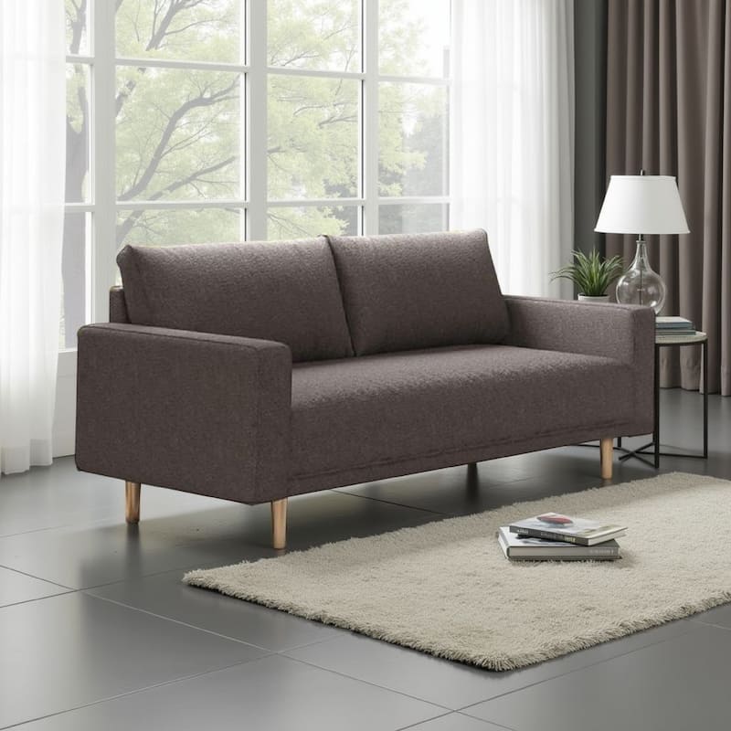 Remy Loveseat, Charcoal Gray Boucle, Gold Solid Wood Frame, 63 Inch