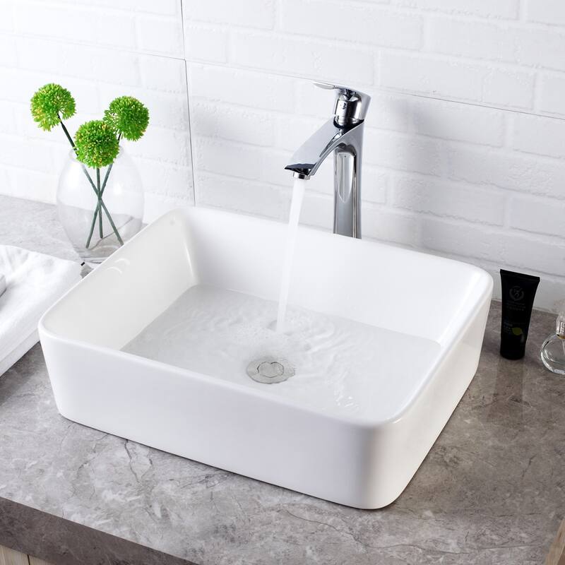19"x15" Rectangle Bathroom Sink and Faucet Combo - Overstock - 35217911