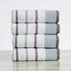 Luxurious Cotton Decorative Stripe Towel Set - Hand Towel (4-Pack) - Eucalyptus / Grey