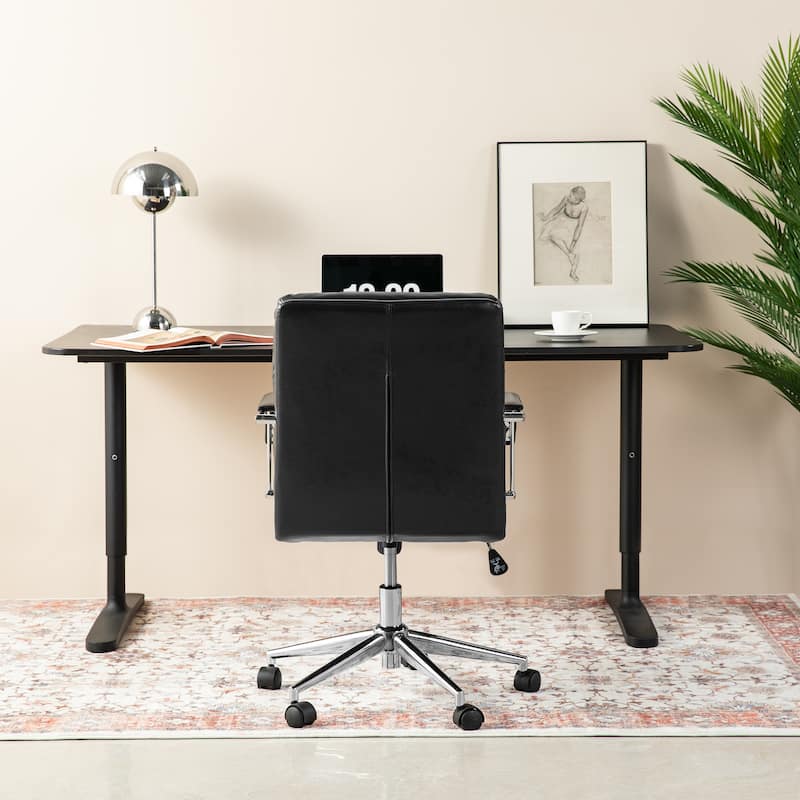 Glitzhome Modern Faux Leather Mid Back Swivel Height Adjustable Padded Office Chair