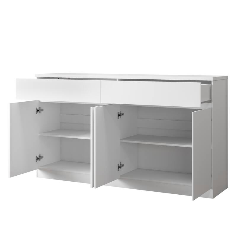 Sideboard Buffet Cabinet with Storage, 4 Doors & 2 Drawers, Wood Coffee Bar for Kitchen & Dining Room