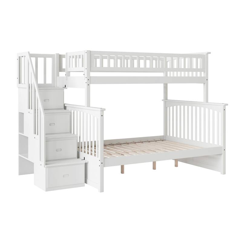 Columbia Twin over Full Solid Wood Staircase Bunk Bed in White ...