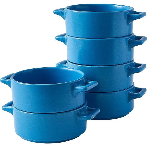 Bruntmor Modern Matte 10 Oz. Ceramic Round Ramekins Set Of 6 Souffle Dishes with Handles - for Baking Pies, Pudding,Creme Brulee. Opens flyout.