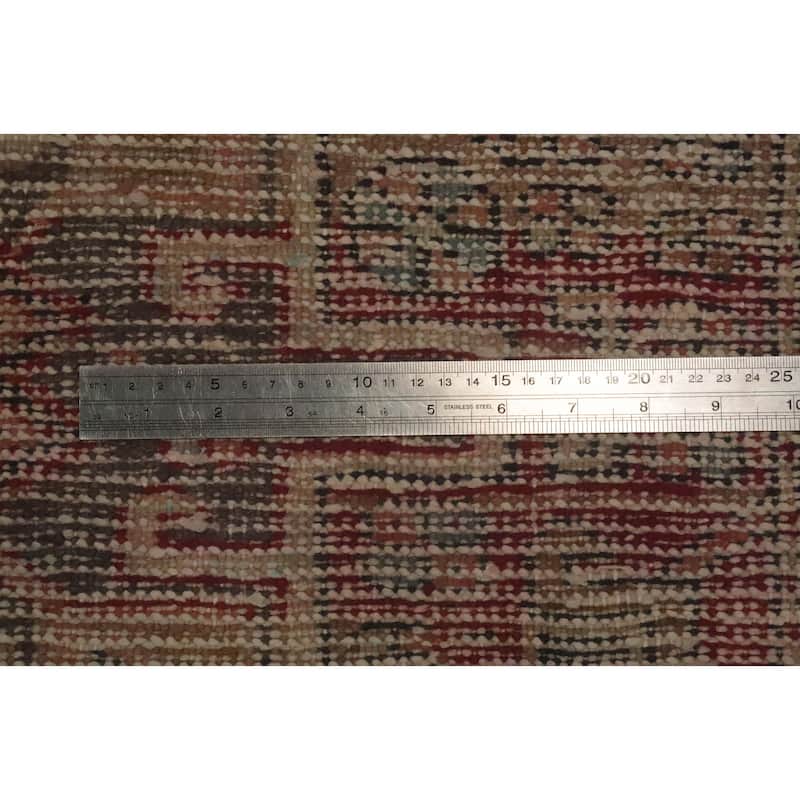 Hand Knotted Oriental 100% Wool Carpet Traditional Geometric Pink Heriz Runner Rug - 9' 5'' X 3' 0''