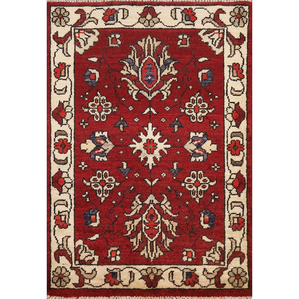 Red Kazak Oriental Foyer Rug Hand-Knotted Wool Carpet - 2'0" x 3'0"