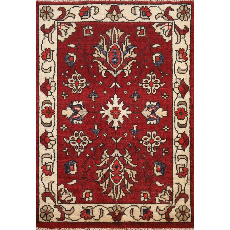 Red Kazak Oriental Foyer Rug Hand-Knotted Wool Carpet - 2'0" x 3'0"