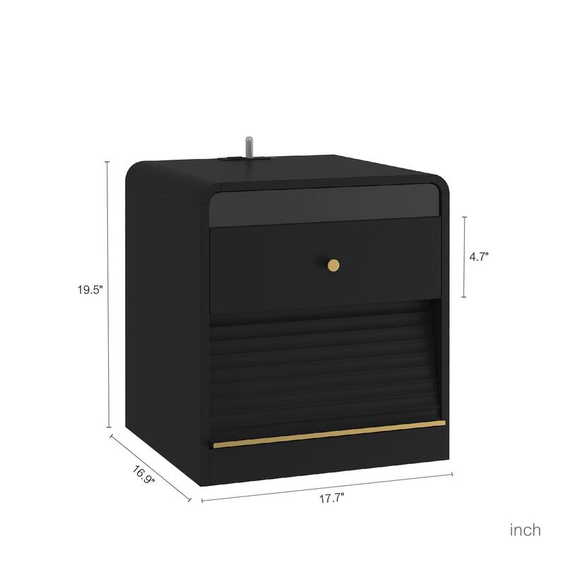 Nightstand with Charging Station, Smart Nightstand with Night Light,with Led Lights,Bedside Tables with Storage Cabinet