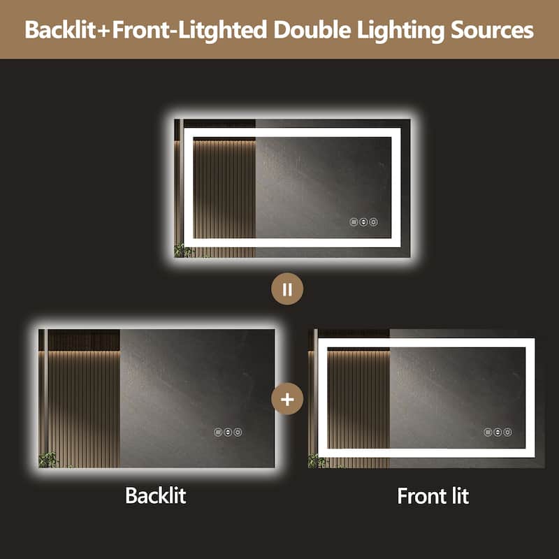 40x24 Inch Frameless LED Bathroom Mirror,Smart Mirror