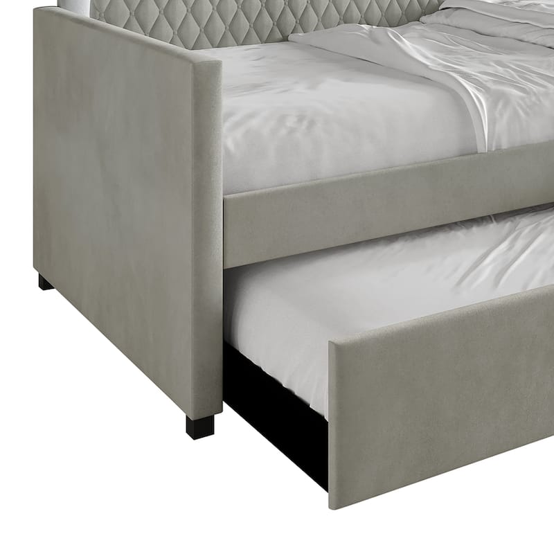 CraftPorch Contemporary Velvet Upholstered Daybed with Trundle