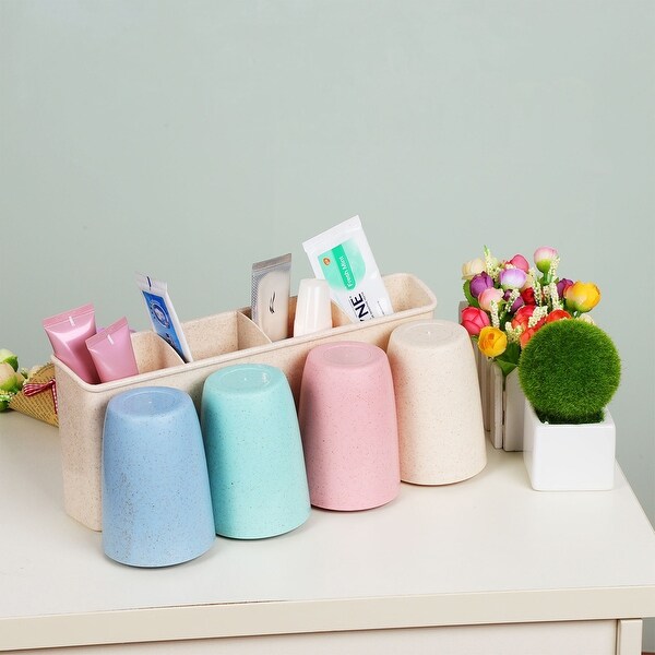 Toothbrush Holder Wall Mounted with Sticker for Couple Bathroom Organizer