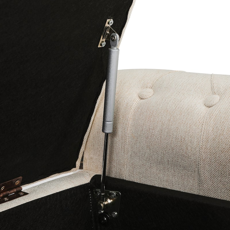 Modern Velvet Upholstered Storage Bench with Silver Nailhead Trim