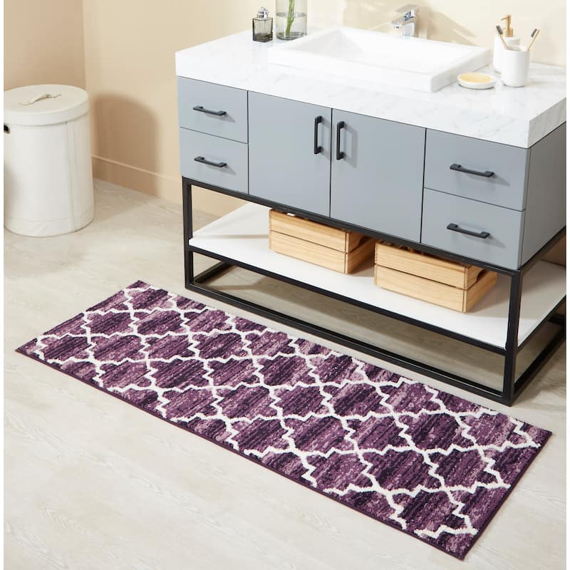 Better Trends Savio Collection 3 Pc Set Bathroom Rug - 100% Micro Polyester with Gel Foam Backing, Machine Washable Bath Mat