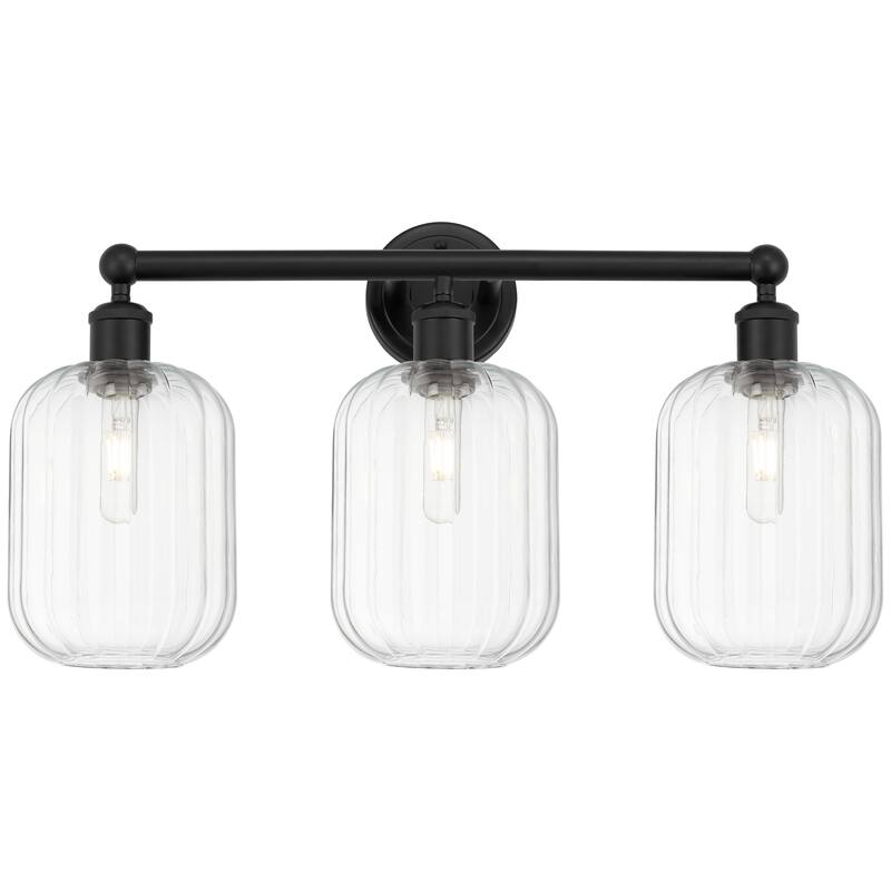 Innovations Lighting Endless Possibilities Edison - Preston - 3 Light 25" Jar Shade Bath Vanity Light - Clear/Matte Black
