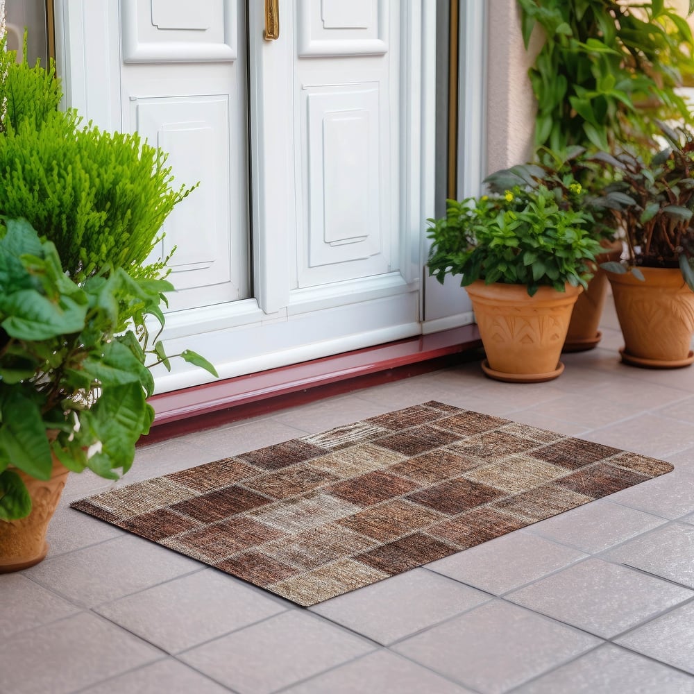 Machine Washable Indoor/ Outdoor Chantille Traditional Patchwork Rug