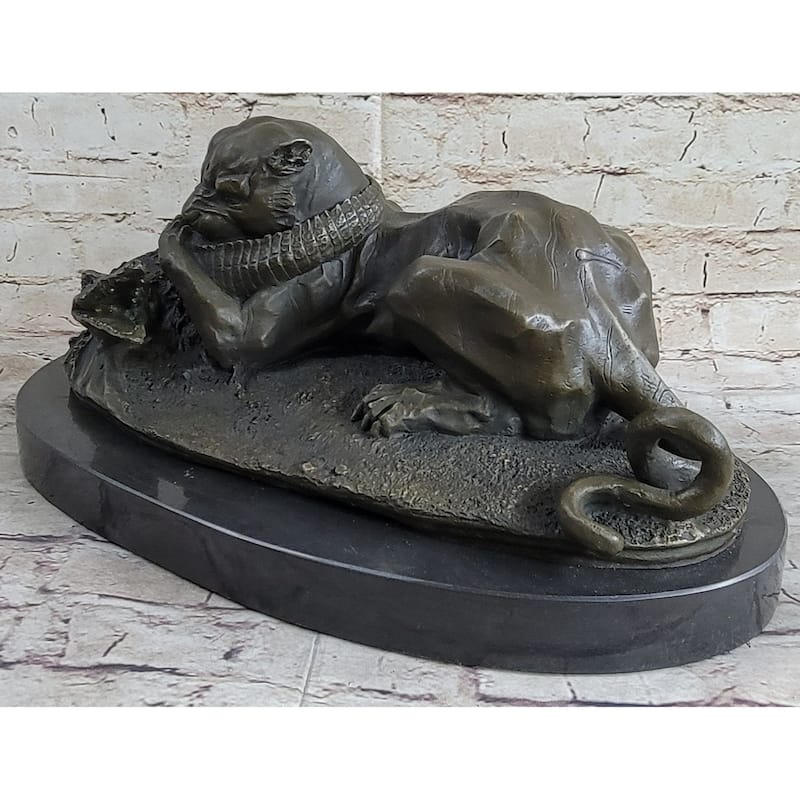 Panther Puma Mountain Imitative Lion Vs. Alligator Cayman Crocodile Bronze Sculpture Statue