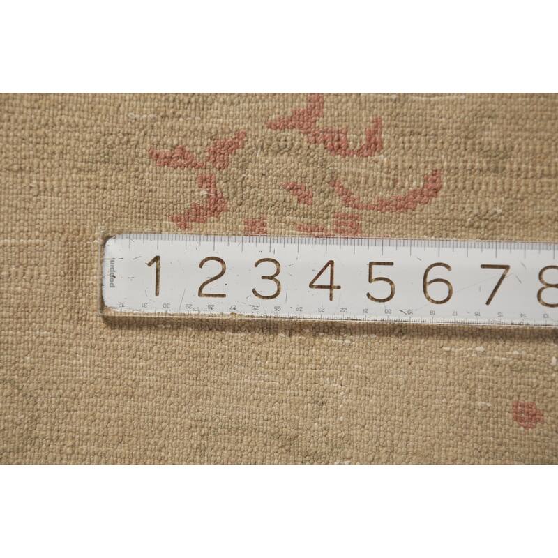 Vegetable Dye Brown Floral Oushak Turkish Rug Hand-Knotted Wool Carpet - 10'4"x 12'9"