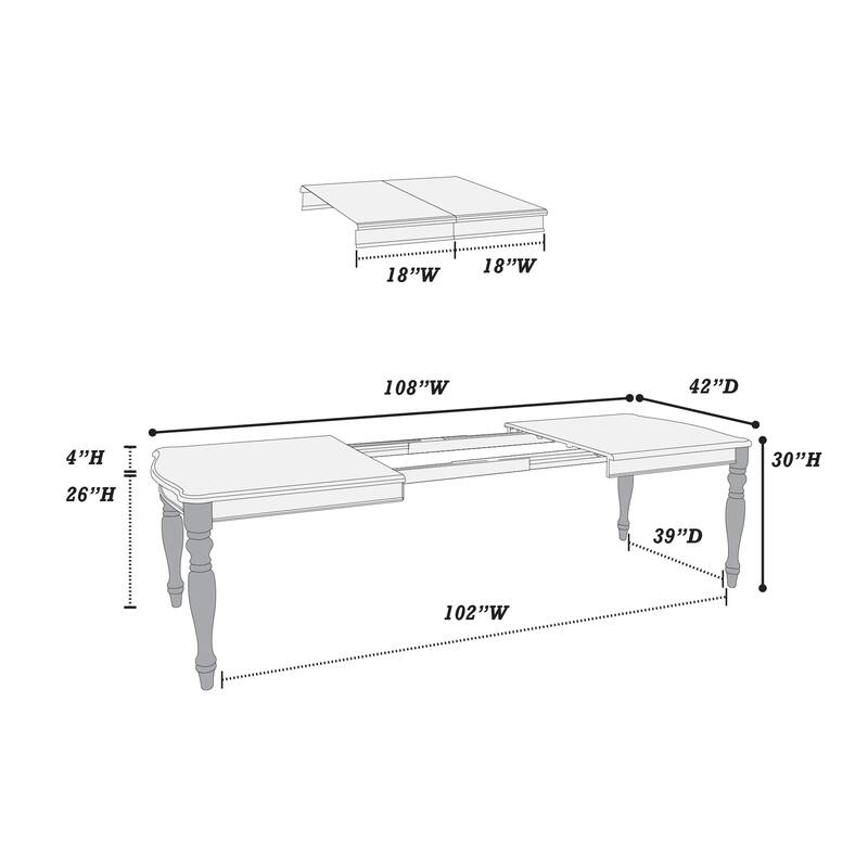 Transitional Style 1pc Dining Table w 2x Leaves Antique White Finish Oak Top Rectangle Table Kitchen Dining Room
