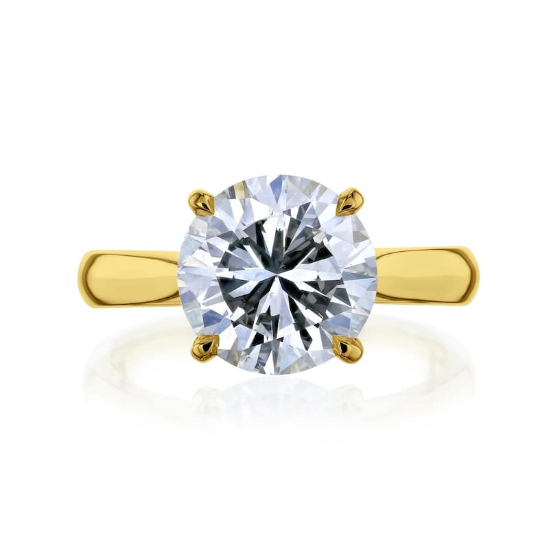 Kobelli 3.49 Carat Natural Diamond GIA Certified 14k Solid Gold Round Solitaire Cathedral One-of-a-Kind Franz Engagement Ring